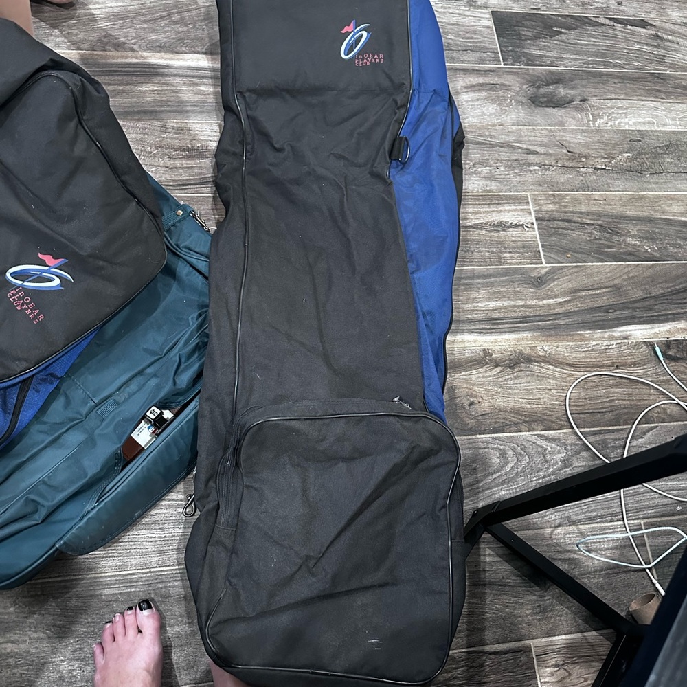 Black and Blue Travel Gold Bag EUC